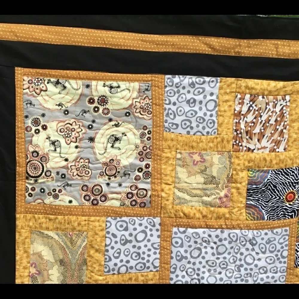 NWT Hand Crafted Quilted Aboriginal Fabrics Quilt